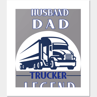 Husband Dad Trucker Legend Posters and Art